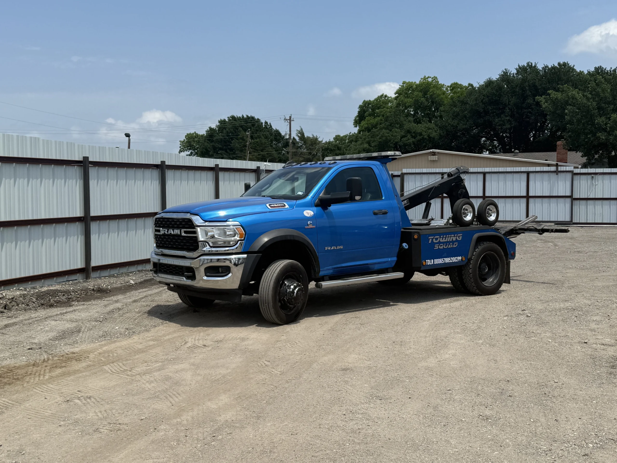 Towing Squad blue Ram wrecker ready for dispatch